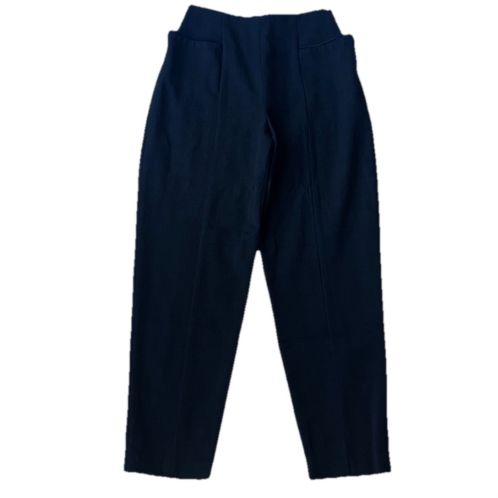 Norma Kamali‎ Vintage Wool High Waist Seamed Tapered Trouser Pant Black Plaid 40